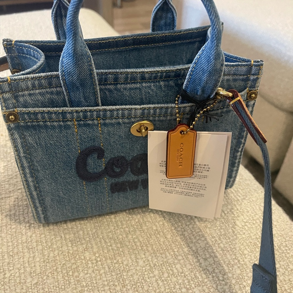 SOLD….Coach Blue Denim Structured Tote 20